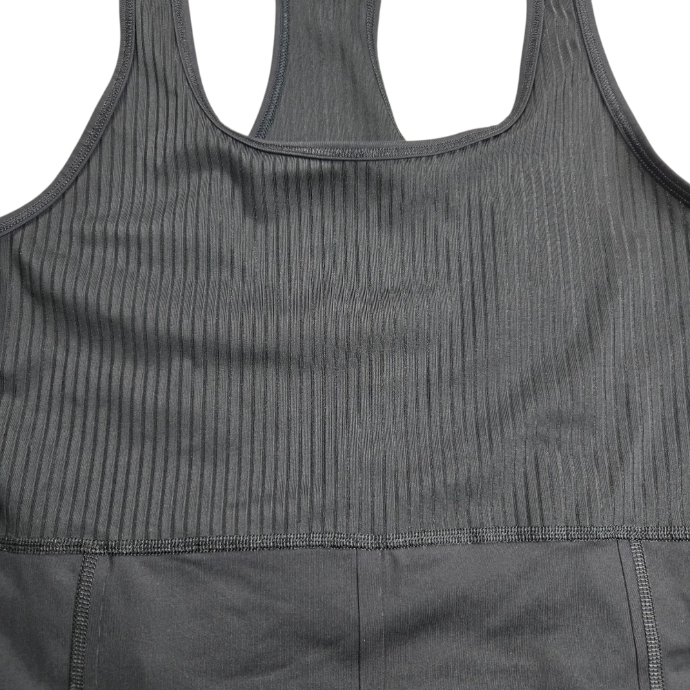 Athleta Vitality Rib Tank Black Semi-Fitted Quick-Drying Back Zip Pocket - Picture 5 of 13